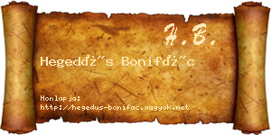 Hegedűs Bonifác névjegykártya